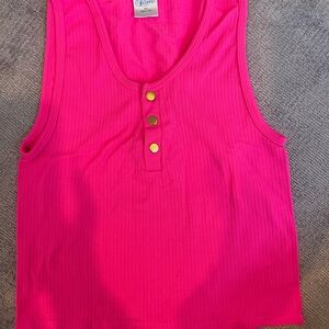 Vibrant Pink Kids Tank Top with Gold Accents